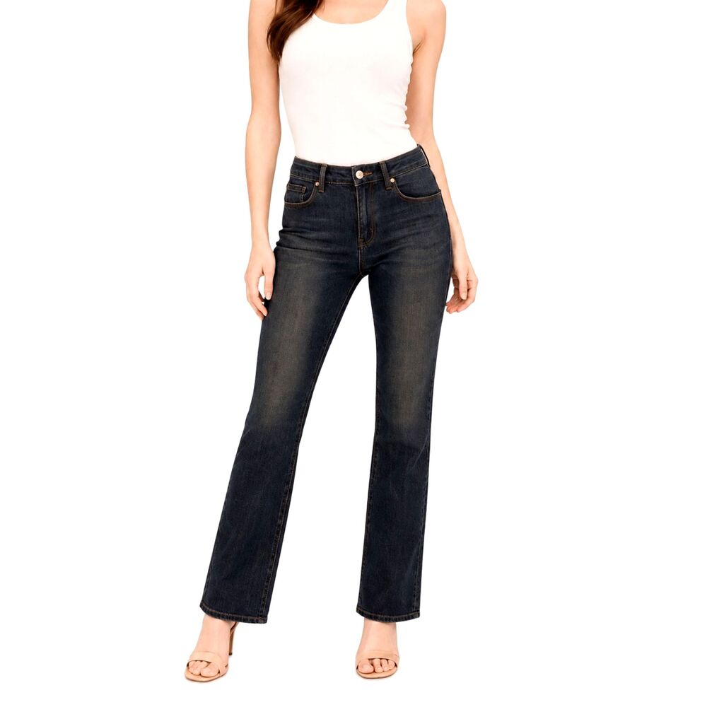 Chico's Hot Fudge Dark Wash Stretch Straight Leg Jeans Size 0 (US 4) Mid Rise